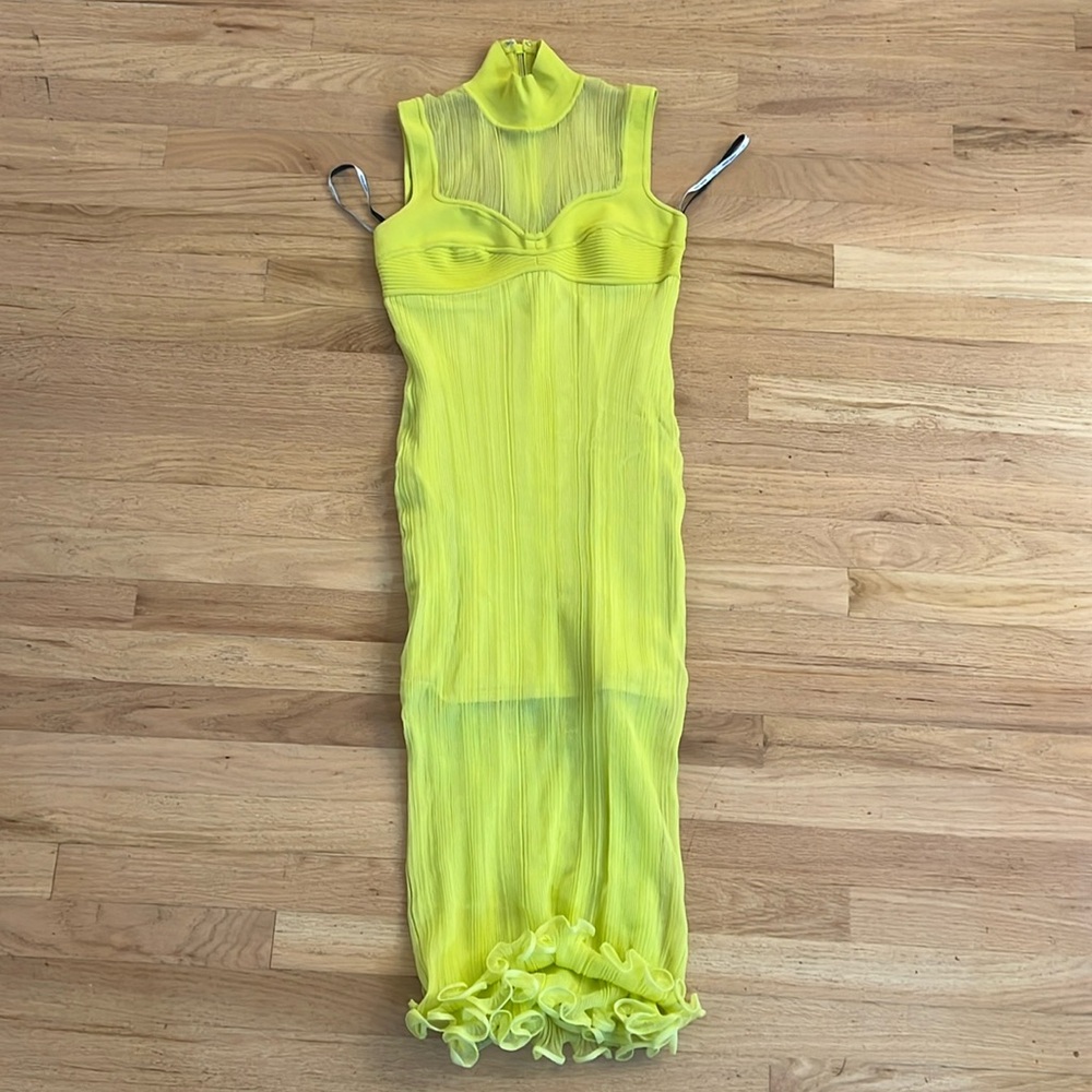 Herve Leger Yellow knit body on dress